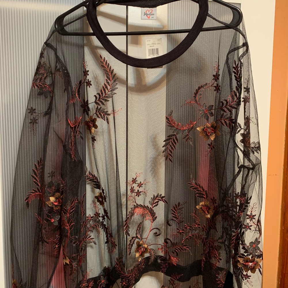 Black sheer detail shirt